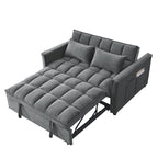 Sofá cama convertible de terciopelo gris/negro, 2 plazas