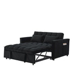 Sofá cama convertible de terciopelo gris/negro, 2 plazas