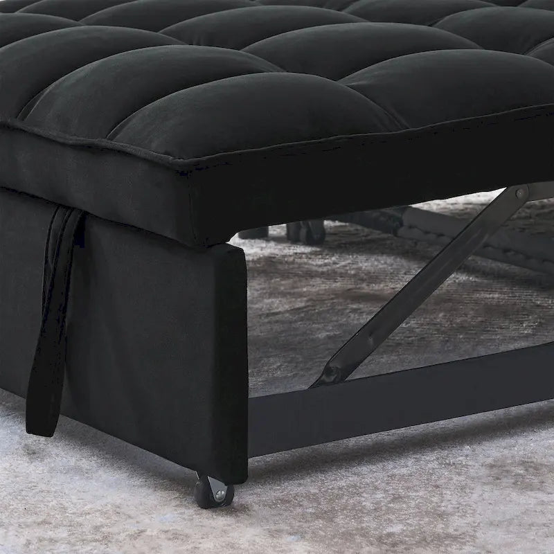 Sofá cama convertible de terciopelo gris/negro, 2 plazas