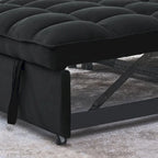 Sofá cama convertible de terciopelo gris/negro, 2 plazas