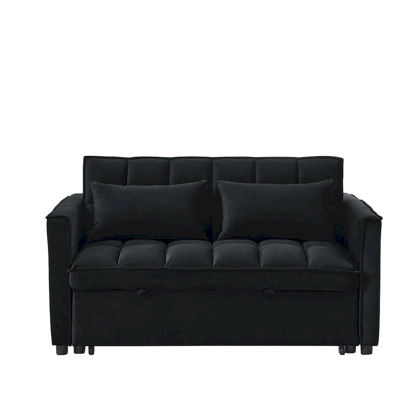 Sofá cama convertible de terciopelo gris/negro, 2 plazas