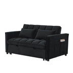 Sofá cama convertible de terciopelo gris/negro, 2 plazas
