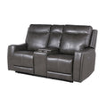 Sofá biplaza reclinable eléctrico Slate Grey / Caramel Brown con consola - 2 plazas