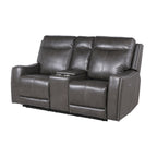 Sofá biplaza reclinable eléctrico Slate Grey / Caramel Brown con consola - 2 plazas