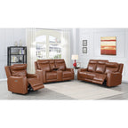 Sofá biplaza reclinable eléctrico Slate Grey / Caramel Brown con consola - 2 plazas