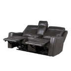 Sofá biplaza reclinable eléctrico Slate Grey / Caramel Brown con consola - 2 plazas