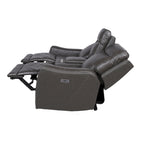Sofá biplaza reclinable eléctrico Slate Grey / Caramel Brown con consola - 2 plazas