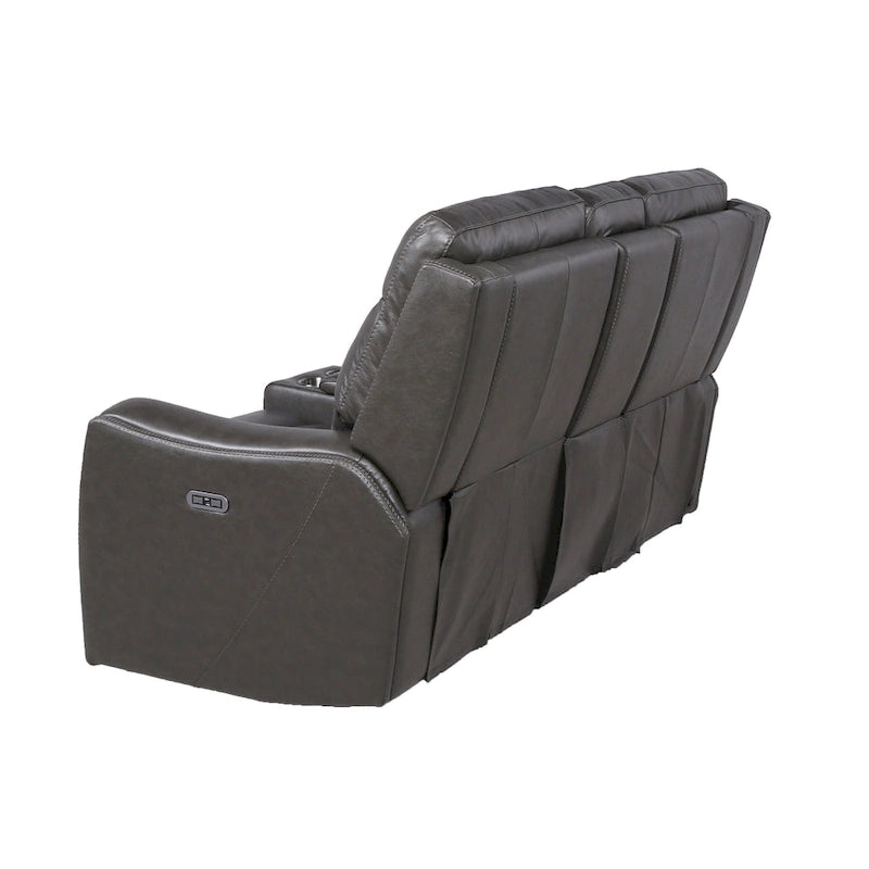 Sofá biplaza reclinable eléctrico Slate Grey / Caramel Brown con consola - 2 plazas