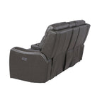 Sofá biplaza reclinable eléctrico Slate Grey / Caramel Brown con consola - 2 plazas