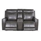 Sofá biplaza reclinable eléctrico Slate Grey / Caramel Brown con consola - 2 plazas