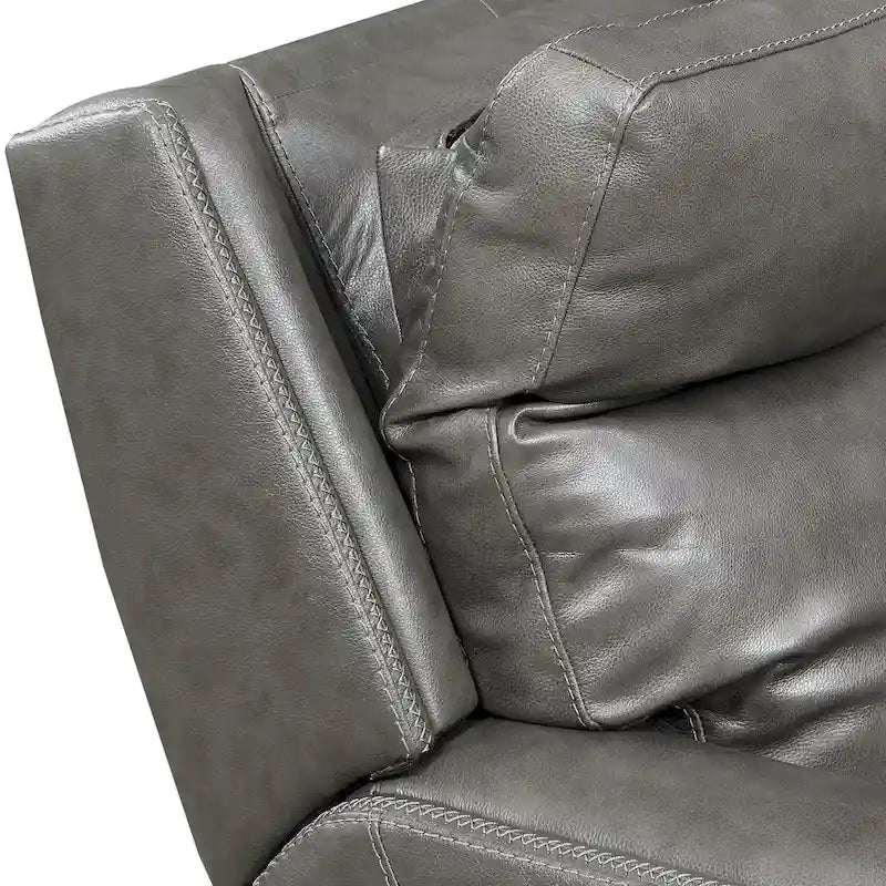 Sofá biplaza reclinable eléctrico Slate Grey / Caramel Brown con consola - 2 plazas