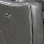 Sofá biplaza reclinable eléctrico Slate Grey / Caramel Brown con consola - 2 plazas