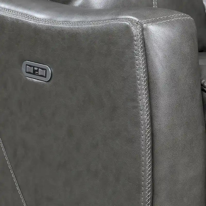 Sofá biplaza reclinable eléctrico Slate Grey / Caramel Brown con consola - 2 plazas