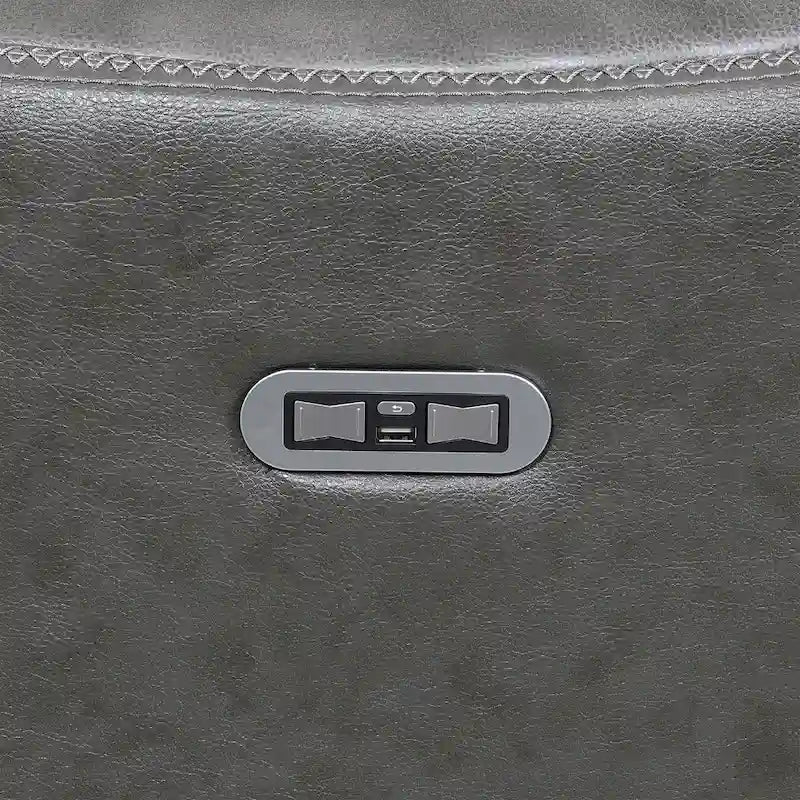 Sofá biplaza reclinable eléctrico Slate Grey / Caramel Brown con consola - 2 plazas