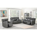 Sofá biplaza reclinable eléctrico Slate Grey / Caramel Brown con consola - 2 plazas