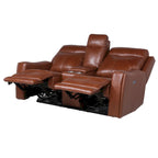Sofá biplaza reclinable eléctrico Slate Grey / Caramel Brown con consola - 2 plazas