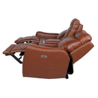 Sofá biplaza reclinable eléctrico Slate Grey / Caramel Brown con consola - 2 plazas