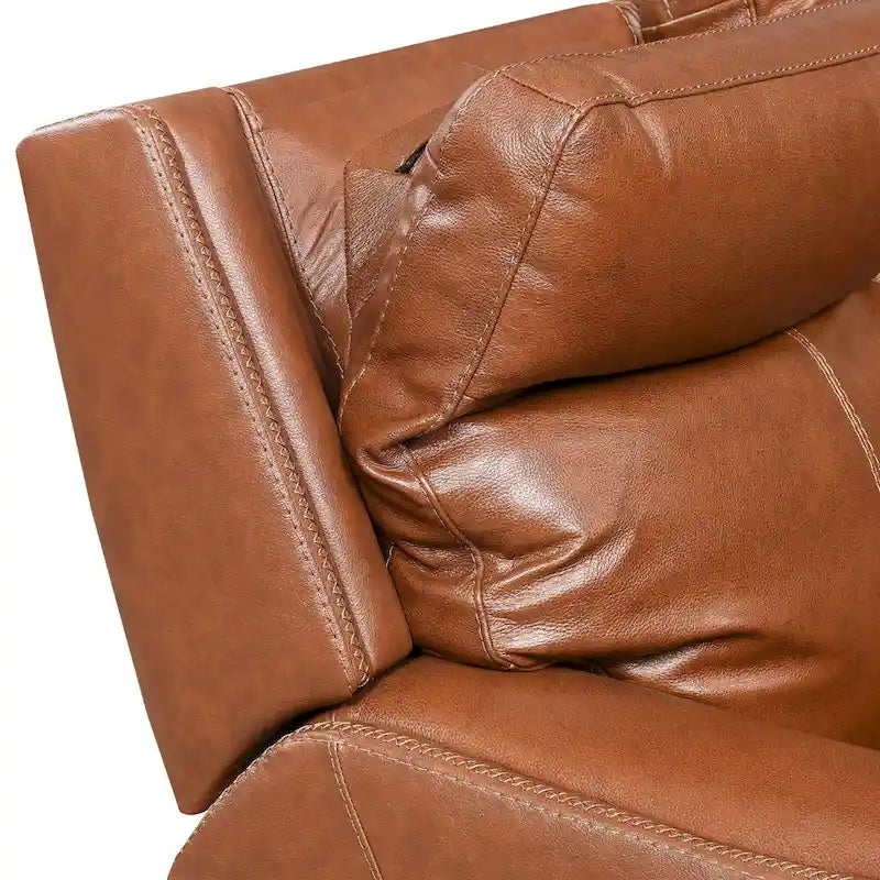 Sofá biplaza reclinable eléctrico Slate Grey / Caramel Brown con consola - 2 plazas