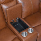 Sofá biplaza reclinable eléctrico Slate Grey / Caramel Brown con consola - 2 plazas