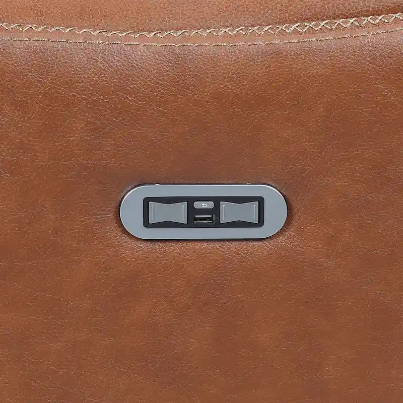 Sofá biplaza reclinable eléctrico Slate Grey / Caramel Brown con consola - 2 plazas