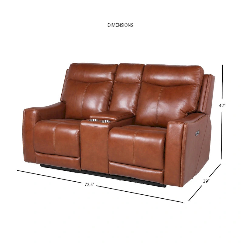 Sofá biplaza reclinable eléctrico Slate Grey / Caramel Brown con consola - 2 plazas
