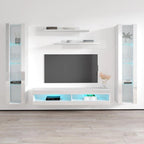 Mueble de TV flotante de pared con luces LED en blanco/negro/roble – Montaje para 1 persona