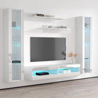 Mueble de TV flotante de pared con luces LED en blanco/negro/roble – Montaje para 1 persona