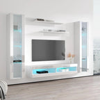 Mueble de TV flotante de pared con luces LED en blanco/negro/roble – Montaje para 1 persona