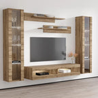 Mueble de TV flotante de pared con luces LED en blanco/negro/roble – Montaje para 1 persona