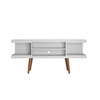 Mueble para TV Mid-Century Blanco / Crema / Negro, apto para TV de hasta 50", montaje por 1 persona