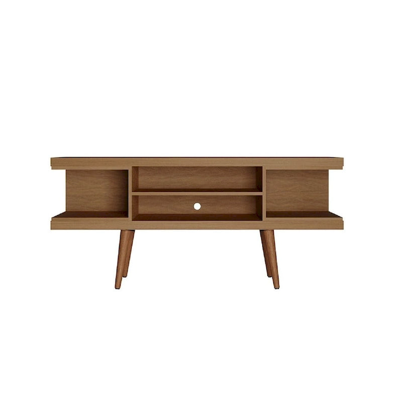 Mueble para TV Mid-Century Blanco / Crema / Negro, apto para TV de hasta 50", montaje por 1 persona