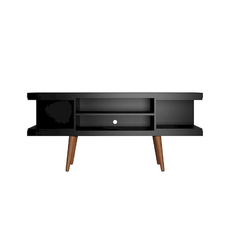 Mueble para TV Mid-Century Blanco / Crema / Negro, apto para TV de hasta 50", montaje por 1 persona
