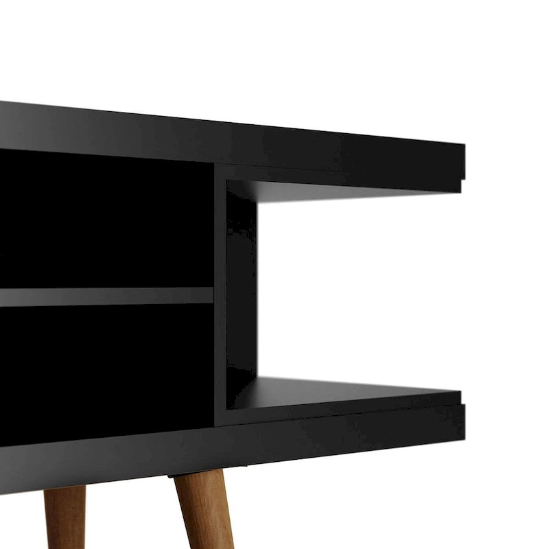 Mueble para TV Mid-Century Blanco / Crema / Negro, apto para TV de hasta 50", montaje por 1 persona