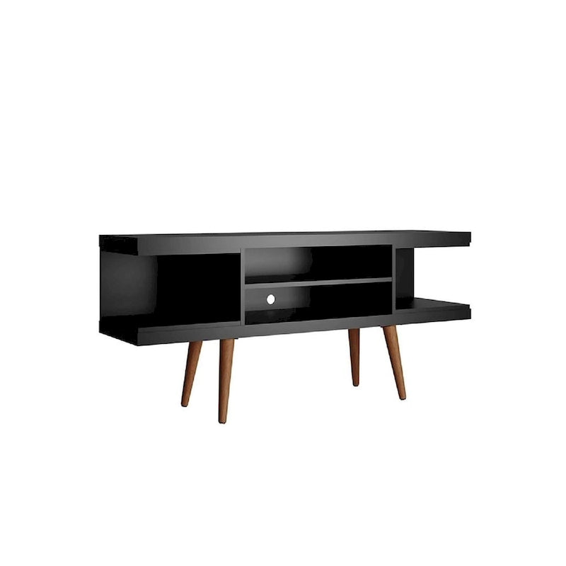 Mueble para TV Mid-Century Blanco / Crema / Negro, apto para TV de hasta 50", montaje por 1 persona