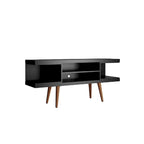 Mueble para TV Mid-Century Blanco / Crema / Negro, apto para TV de hasta 50", montaje por 1 persona