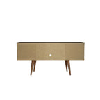 Mueble para TV Mid-Century Blanco / Crema / Negro, apto para TV de hasta 50", montaje por 1 persona