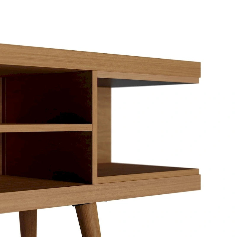 Mueble para TV Mid-Century Blanco / Crema / Negro, apto para TV de hasta 50", montaje por 1 persona