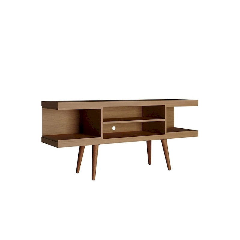 Mueble para TV Mid-Century Blanco / Crema / Negro, apto para TV de hasta 50", montaje por 1 persona