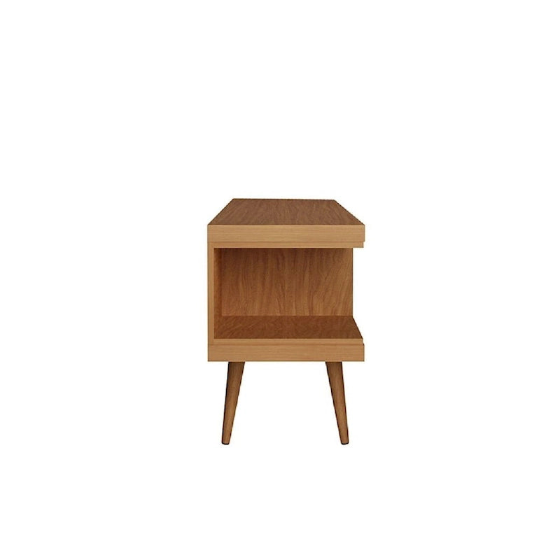 Mueble para TV Mid-Century Blanco / Crema / Negro, apto para TV de hasta 50", montaje por 1 persona