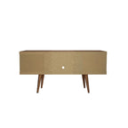 Mueble para TV Mid-Century Blanco / Crema / Negro, apto para TV de hasta 50", montaje por 1 persona
