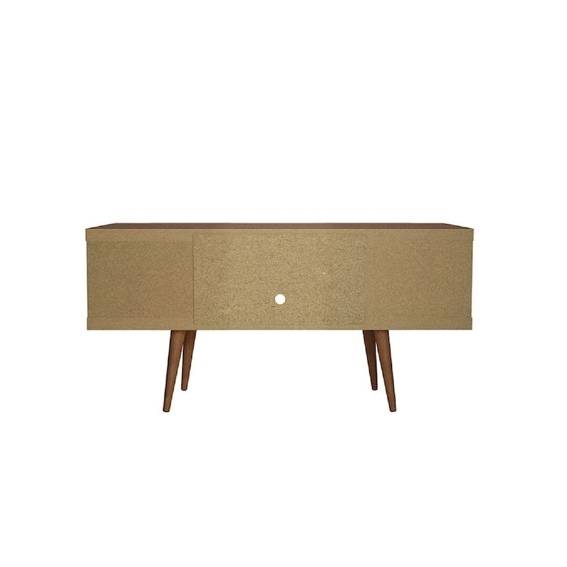Mueble para TV Mid-Century Blanco / Crema / Negro, apto para TV de hasta 50", montaje por 1 persona