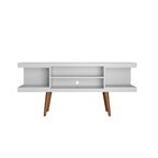Mueble para TV Mid-Century Blanco / Crema / Negro, apto para TV de hasta 50", montaje por 1 persona