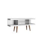 Mueble para TV Mid-Century Blanco / Crema / Negro, apto para TV de hasta 50", montaje por 1 persona
