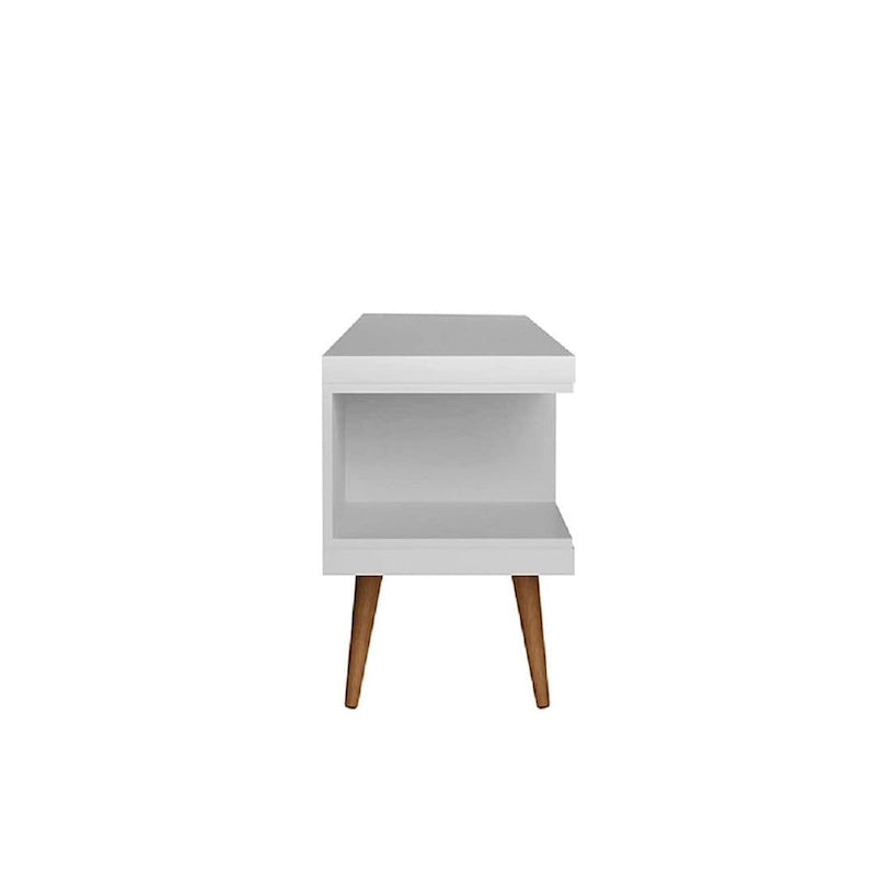 Mueble para TV Mid-Century Blanco / Crema / Negro, apto para TV de hasta 50", montaje por 1 persona