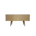 Mueble para TV Mid-Century Blanco / Crema / Negro, apto para TV de hasta 50", montaje por 1 persona