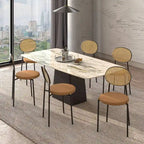 Euston Set of 2 Modern Dining Chair with Wicker Back & Upholstered Velvet Seat for Home Office Living Room & Kitchen