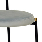 Juego de 2 sillas de comedor, respaldo de mimbre y asiento de terciopelo, azul marino / beige / negro / gris