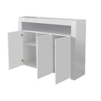 Aparador de alto brillo de 3 puertas blanco/negro con luz LED, unidad individual