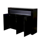 Aparador de alto brillo de 3 puertas blanco/negro con luz LED, unidad individual