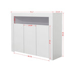 Aparador de alto brillo de 3 puertas blanco/negro con luz LED, unidad individual